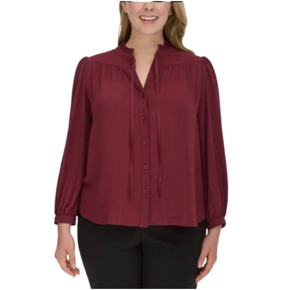 NWOT DKNY Lurex Blouses | Red